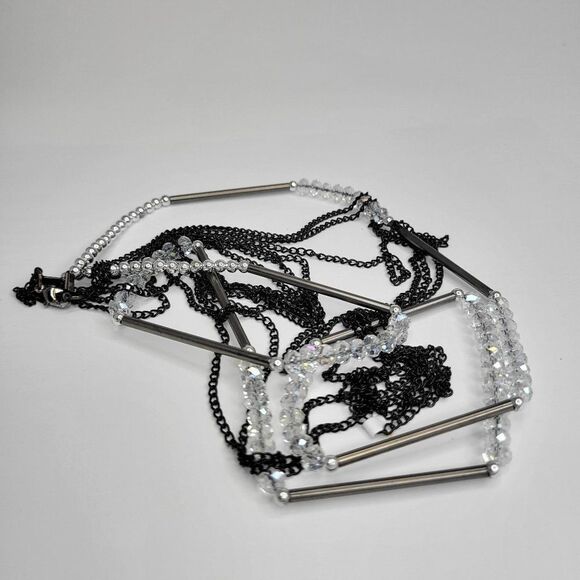 Multistrand Clear White Beads Necklace - Picture 7 of 10